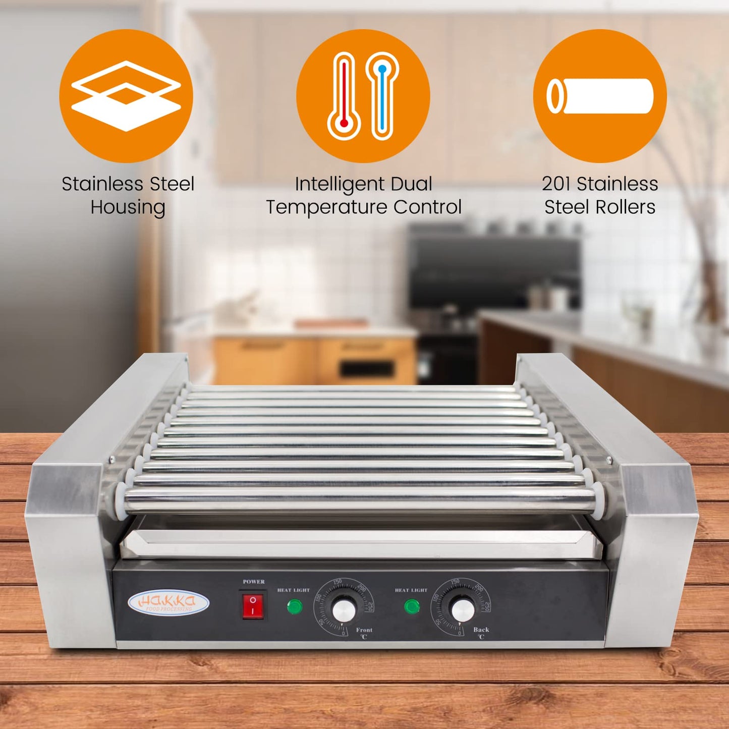 EasyRose Commercial Electric 18 Hot Dogs 7 Rollers Grilling Warmer Cooker