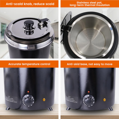 EasyRose 6Qt 汤加热器商用汤壶加热器带铰链盖和可拆卸不锈钢锅