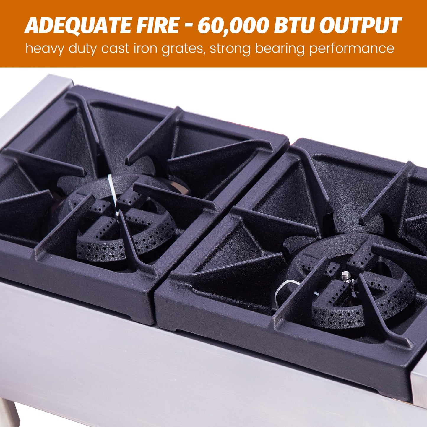 EASYROSE 12" Countertop Gas Hotplate 2 Burners Heavy Duty 60,000 BTU Gas Stove