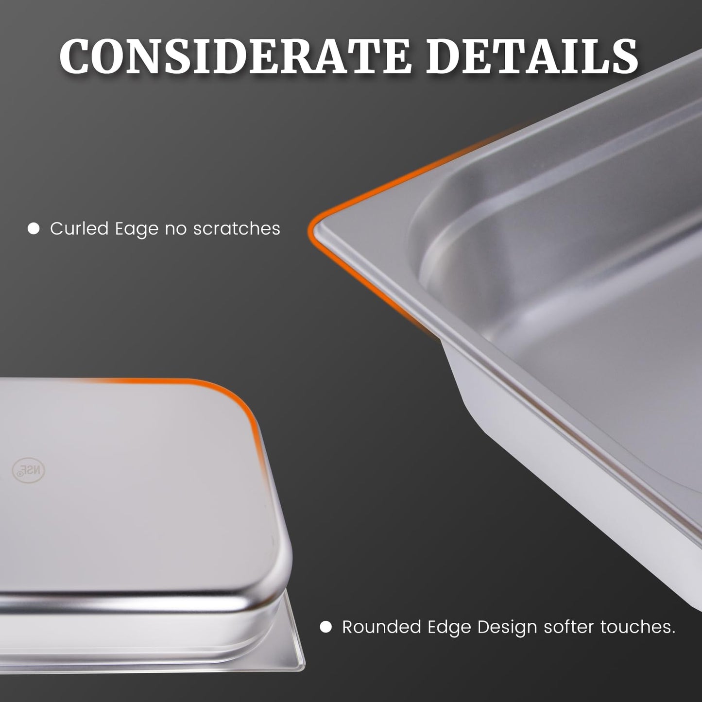 Clivia 6-Pack Hotel Pans Steam Table Pan 1/3 Size Hotel Pan 4" Deep Stainless Steel Pan for Party, Restaurant, Hotel