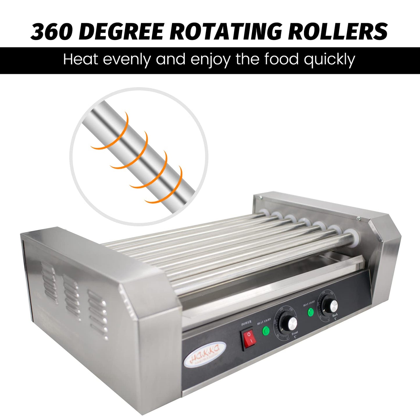 EasyRose Commercial Electric 18 Hot Dogs 7 Rollers Grilling Warmer Cooker