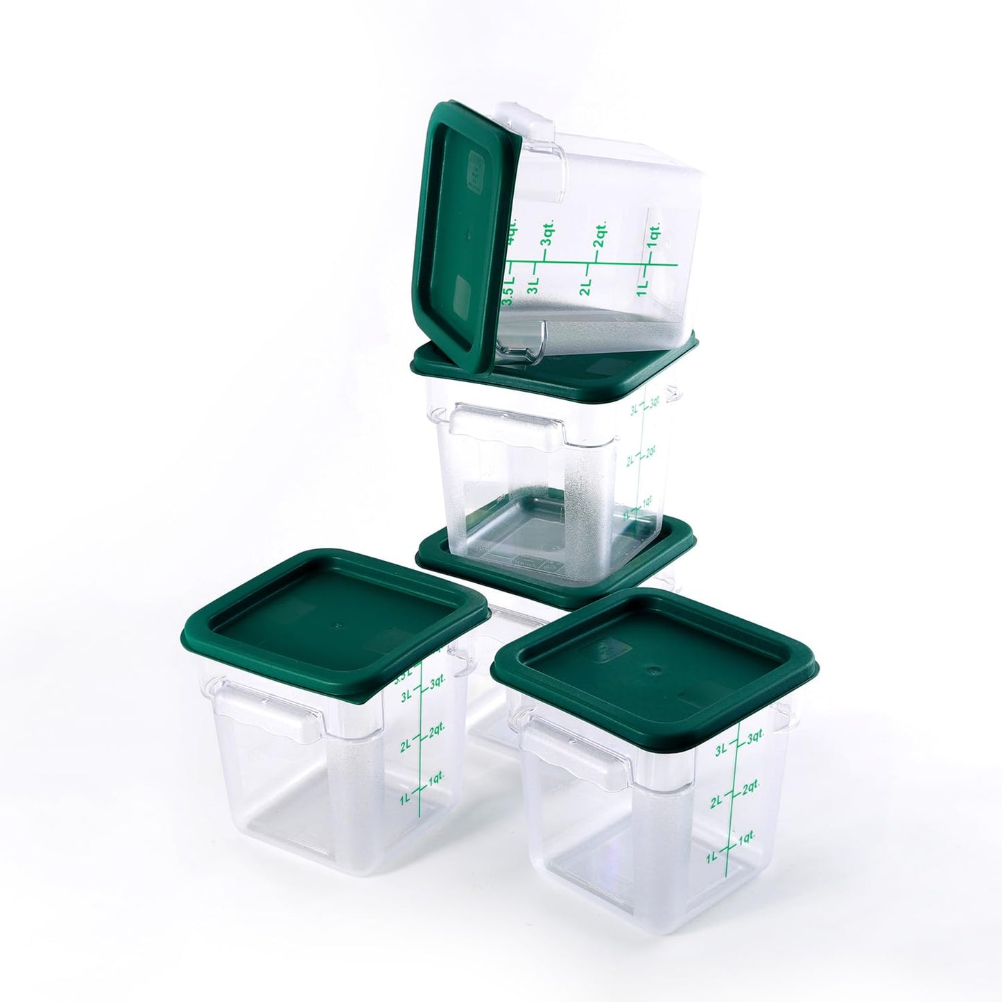 Clivia 4 Qt Commercial Grade Square Food Storage Containers with Lids,Polycarbonate,Clear - Case of 5
