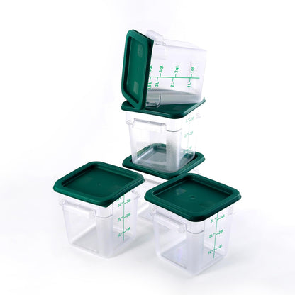 Clivia 4 Qt Commercial Grade Square Food Storage Containers with Lids,Polycarbonate,Clear - Case of 5