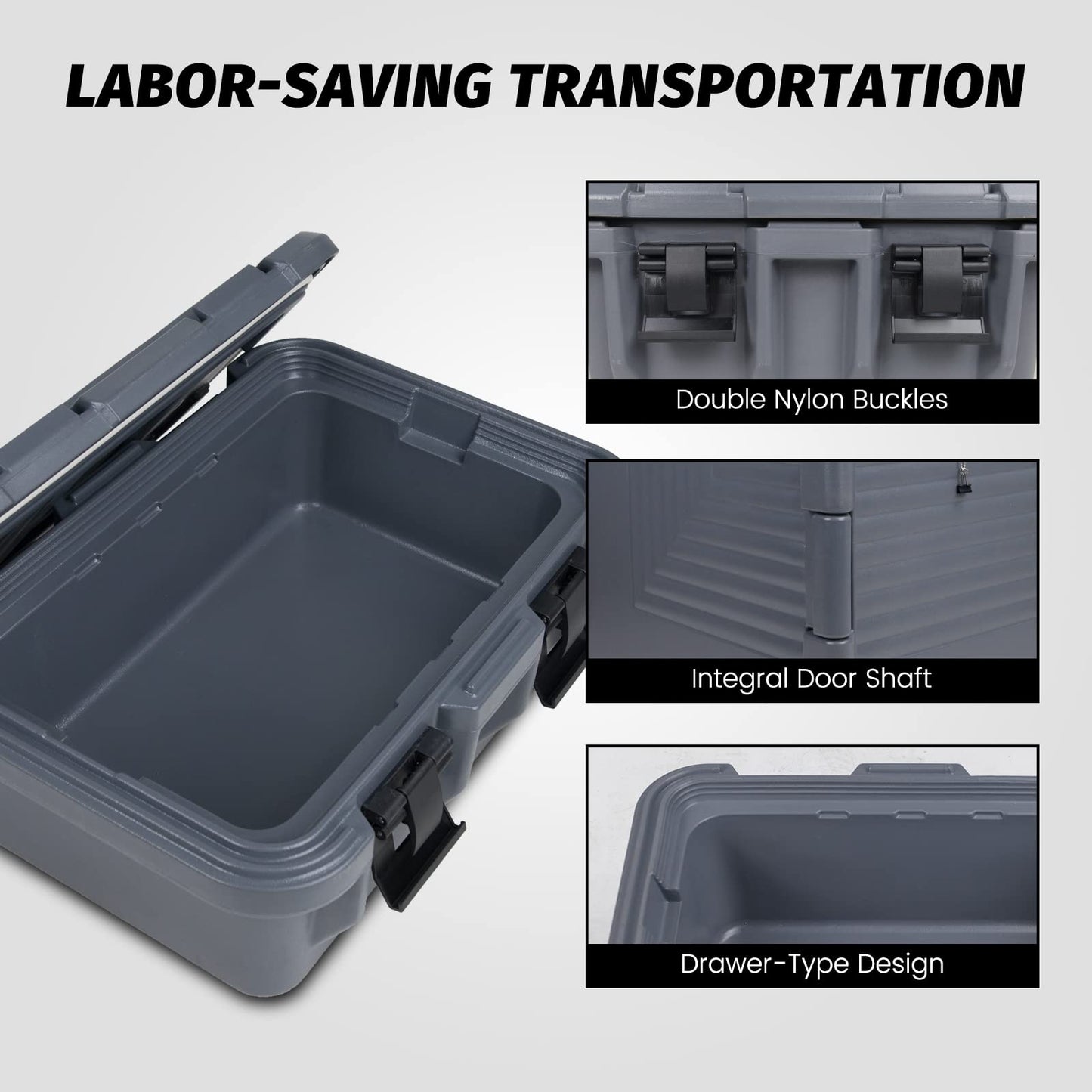 Clivia 22.5L Insulated Food Pan Carrier, Stackable and Loader, Suit for Restaurant, Canteen, Outdoor Banquets, Black