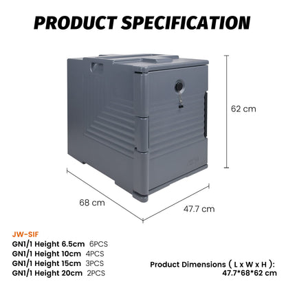 Clivia Insulated Food Pan Carrier 82 Qt Stackable Front Load Catering Container