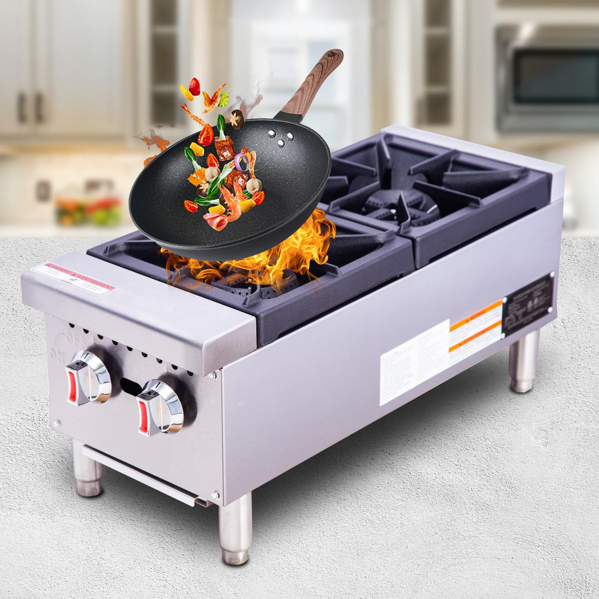 EASYROSE 12 Countertop Gas Hotplate 2 Burners Heavy Duty 60 000 BTU Gas Stove